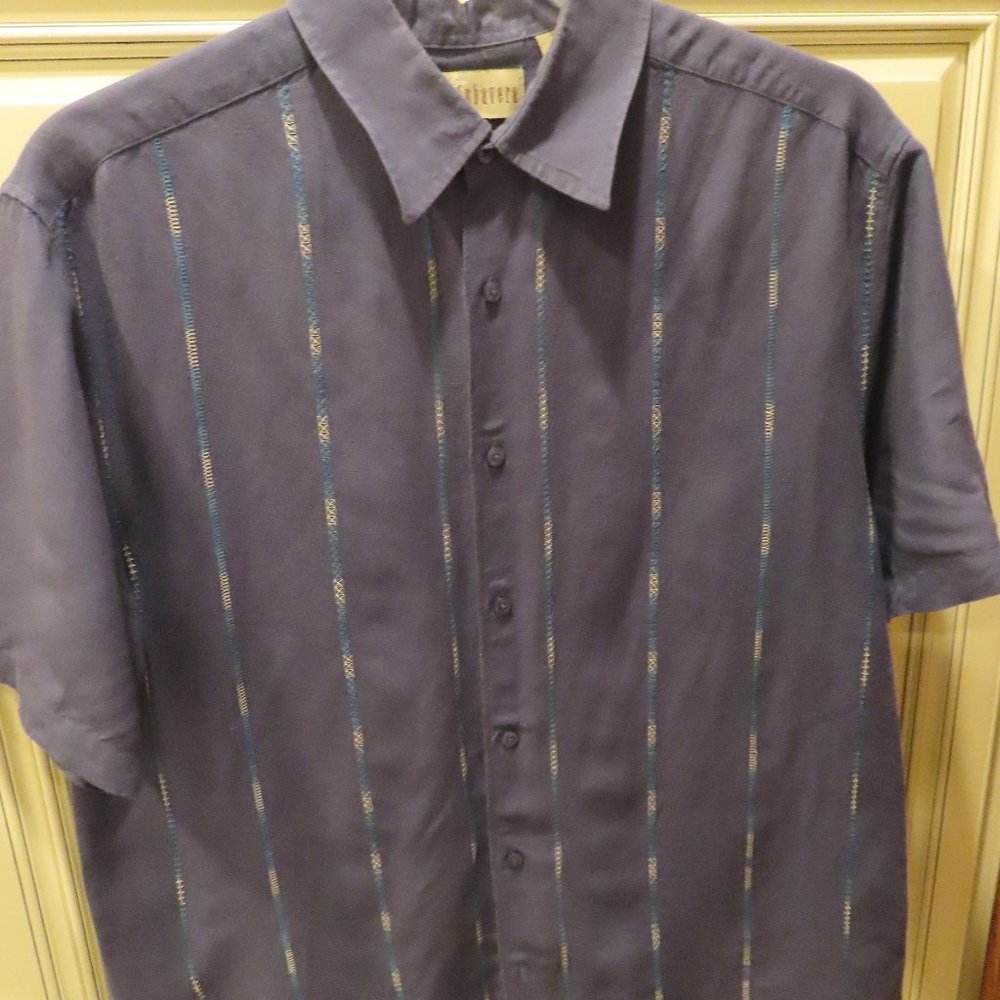 Cubavera Blue Camp Shirt Men's Large